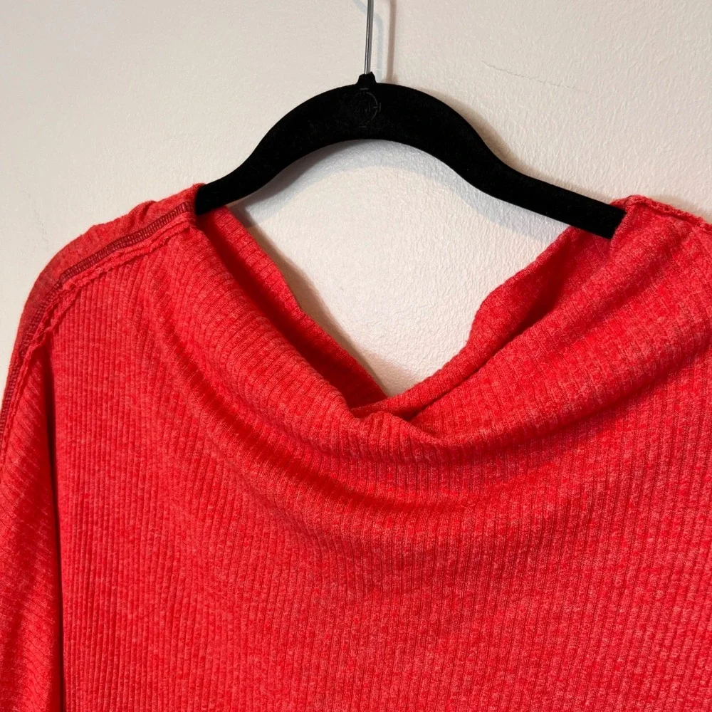 Free People We The Free Londontown Thermal Top Coral Oversized Cowl Neck P Small